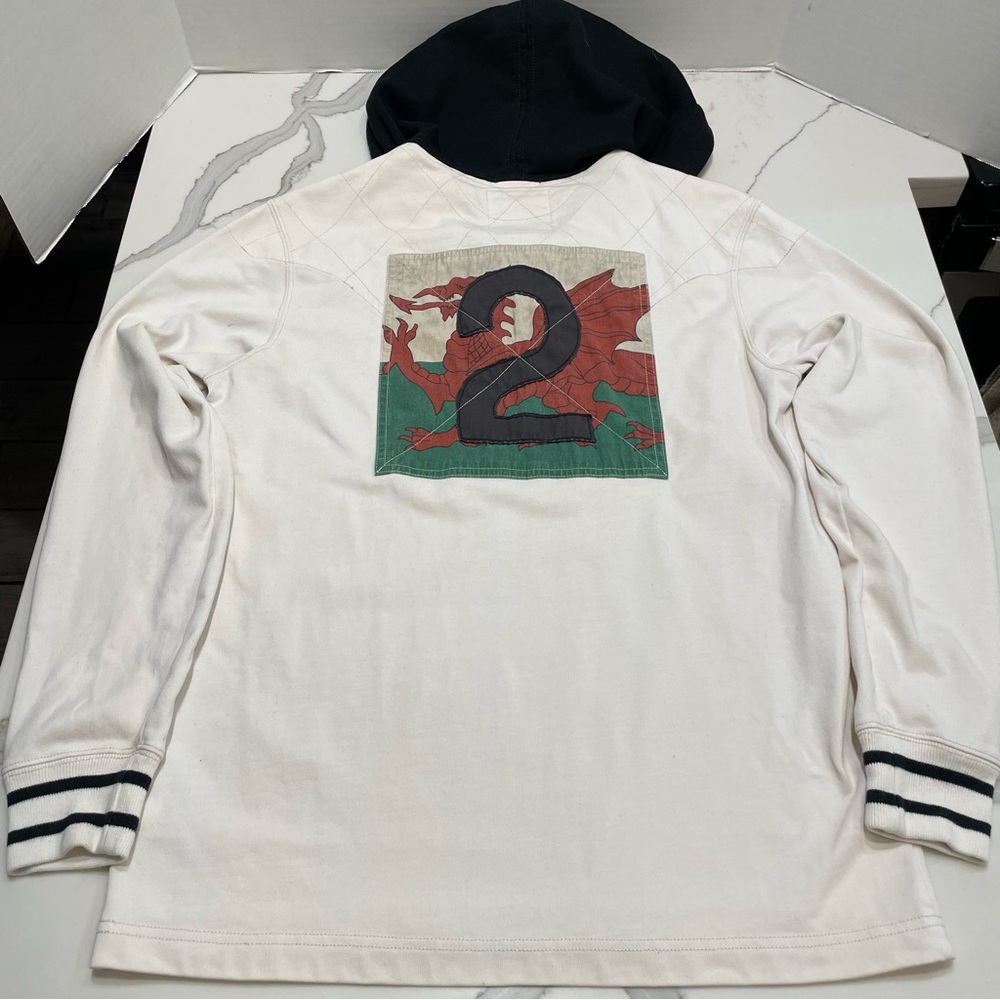 Vtg Ralph Lauren Wales Dragon Rugby Long Sleeve Hooded #2 Jersey Shirt Mens S - Picture 13 of 13